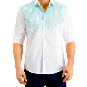 NEW ALFANI long sleeve cotton button down shirt